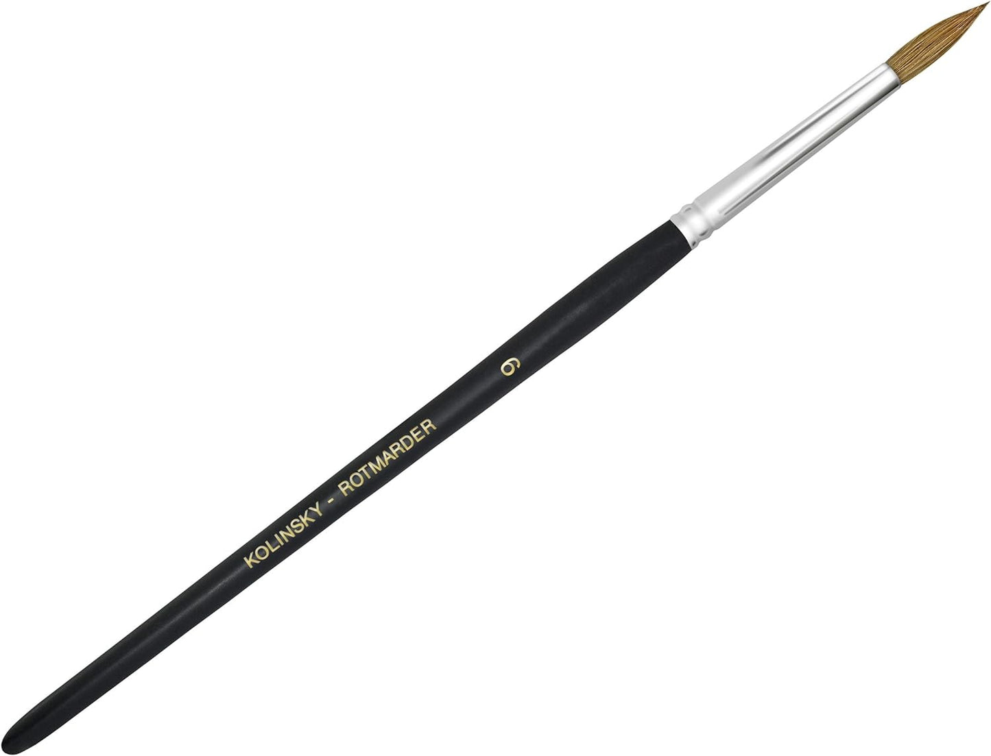 Premium Acryl Pinsel Rotmarderhaar Kolinsky - Runde Spitze - Größe 6